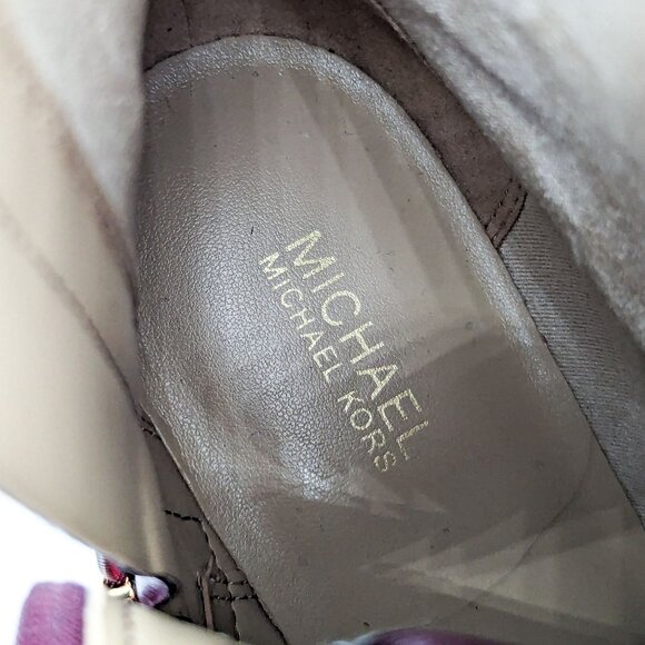 Michael Kors Women Tatum Vegan Red Leather MK Logo Combat Boots size 7 - Picture 12 of 12